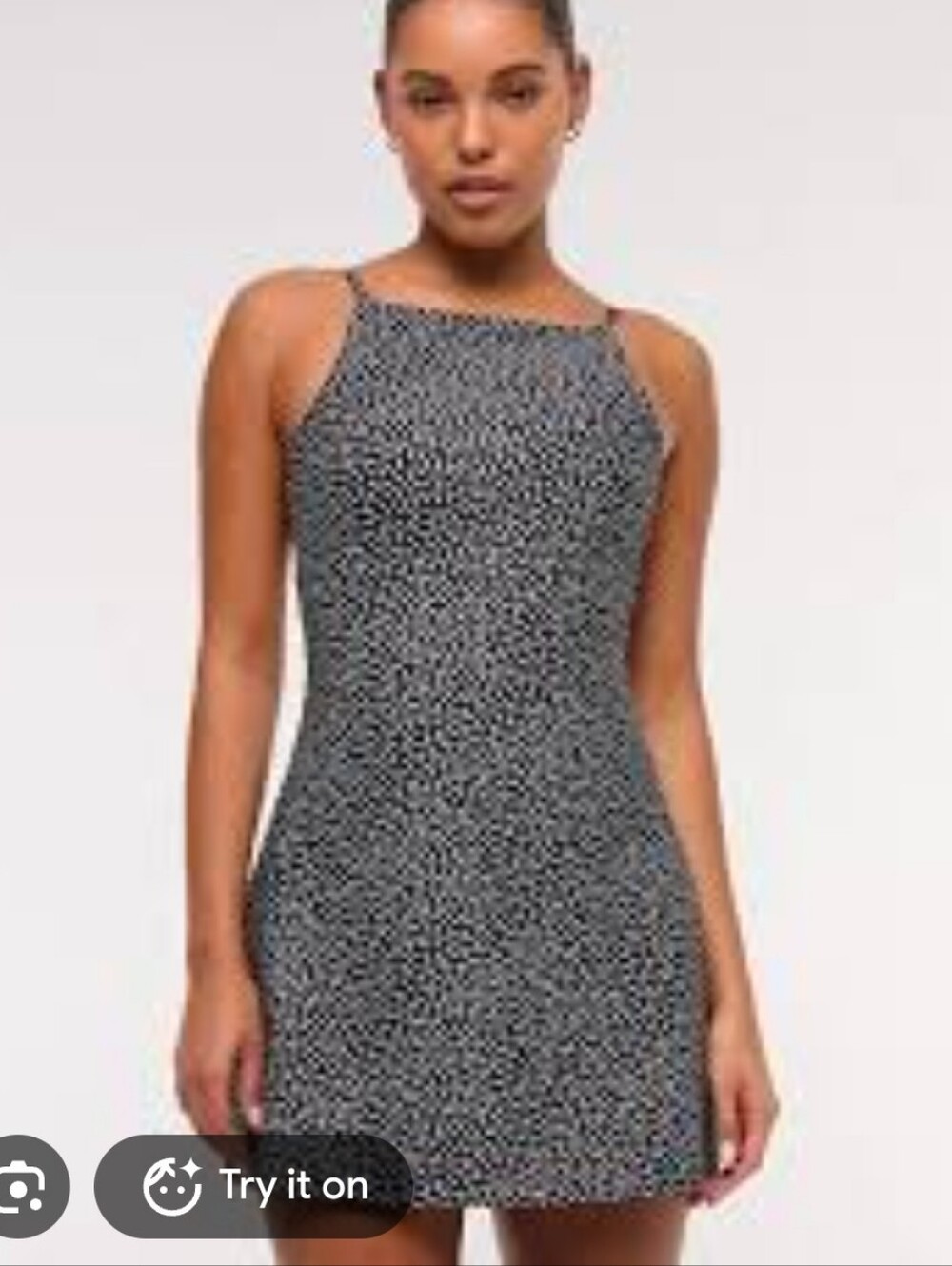 Abercrombie & Fitch YpB SculptLUX Black Speckle Slim Apron Mini Dress